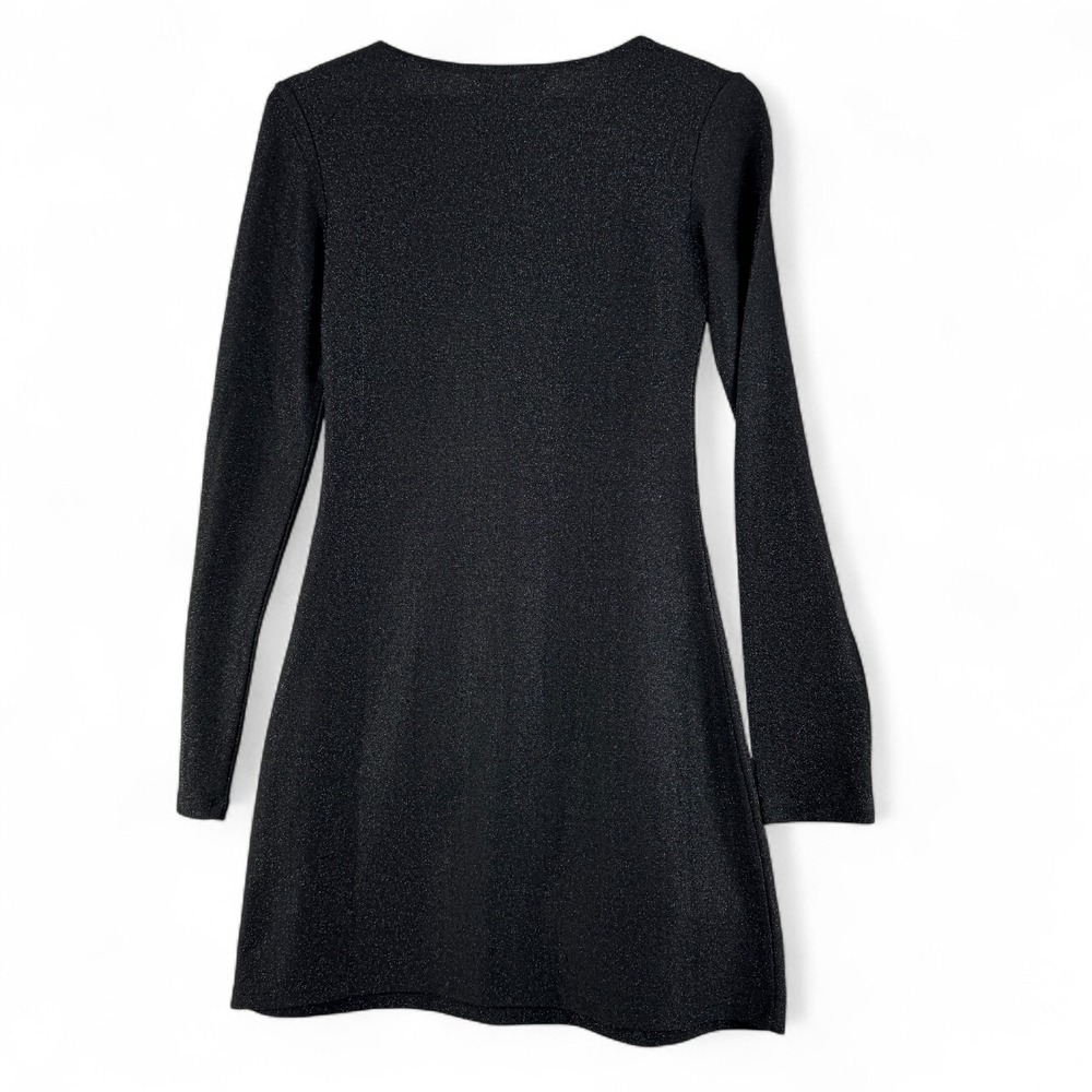 Reformation Rdford Black Metallic Long Sleeve Mini Dress Sz XS - Picture 3 of 3